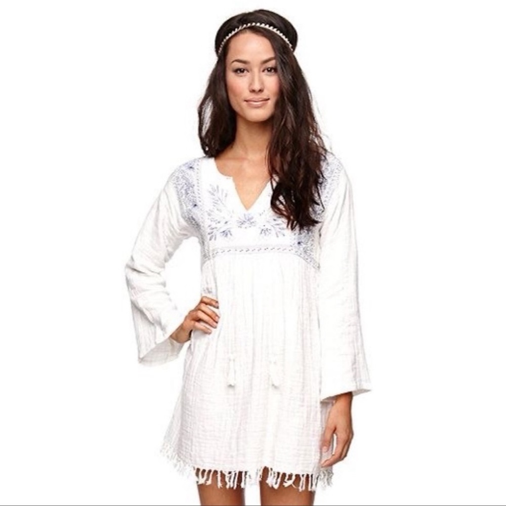 Billabong Women's Without Looking Embroidered Ivory Dress XS
